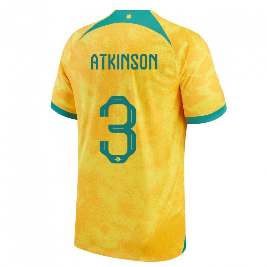 Gyermek Ausztrál Nathaniel Atkinson #3 Aranysárga Hazai Jersey 22-24 Mez Póló