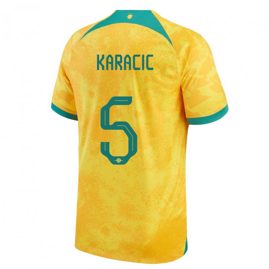 Gyermek Ausztrál Fran Karacic #5 Aranysárga Hazai Jersey 22-24 Mez Póló