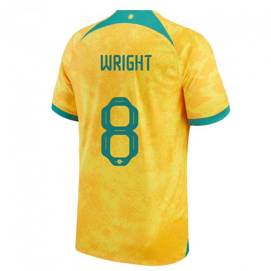 Gyermek Ausztrál Bailey Wright #8 Aranysárga Hazai Jersey 22-24 Mez Póló