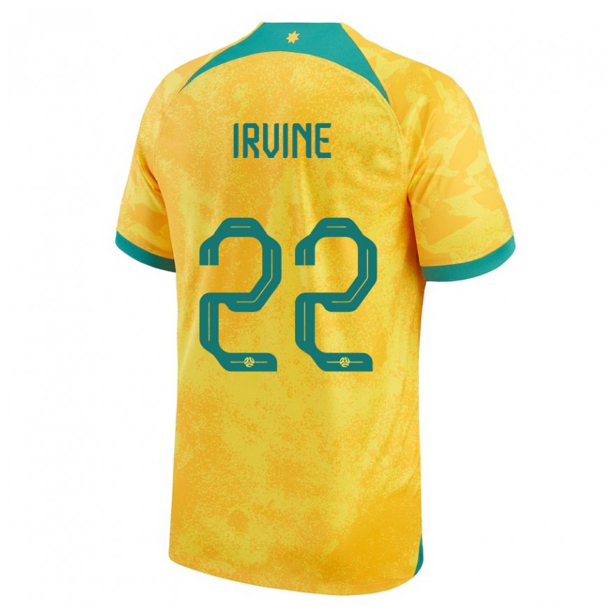 Gyermek Ausztrál Jackson Irvine #22 Aranysárga Hazai Jersey 22-24 Mez Póló