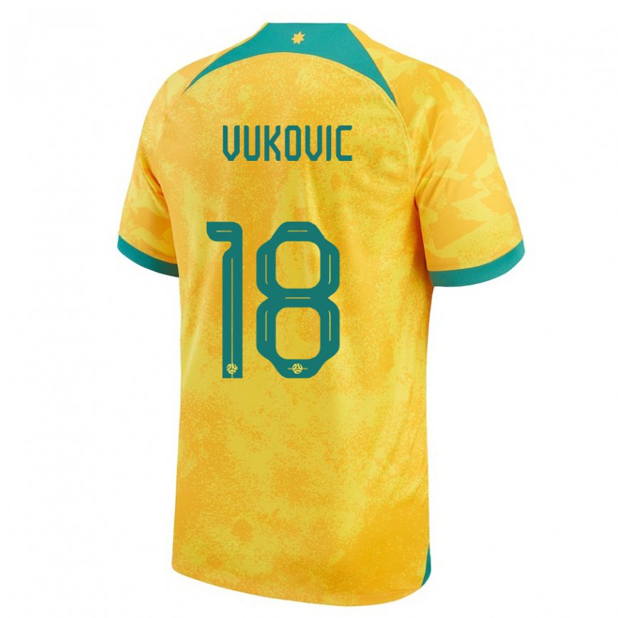 Gyermek Ausztrál Danny Vukovic #18 Aranysárga Hazai Jersey 22-24 Mez Póló