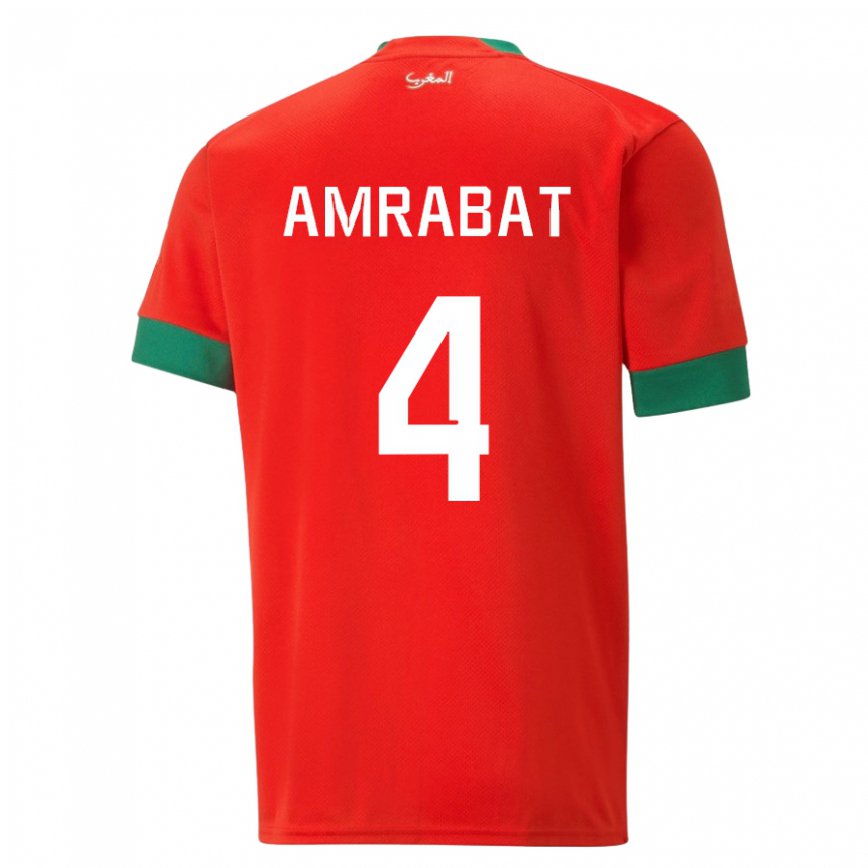 Gyermek Marokkói Soufiane Amrabat #4 Piros Hazai Jersey 22-24 Mez Póló