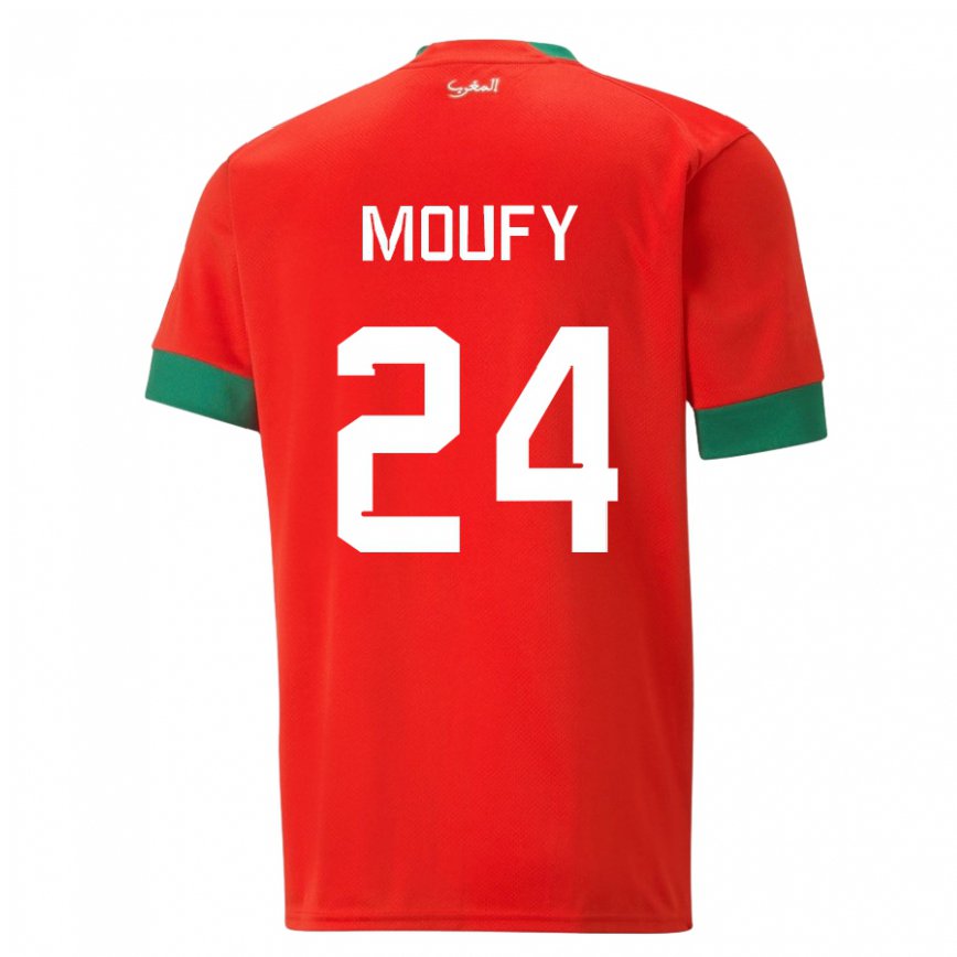 Gyermek Marokkói Fahd Moufy #24 Piros Hazai Jersey 22-24 Mez Póló