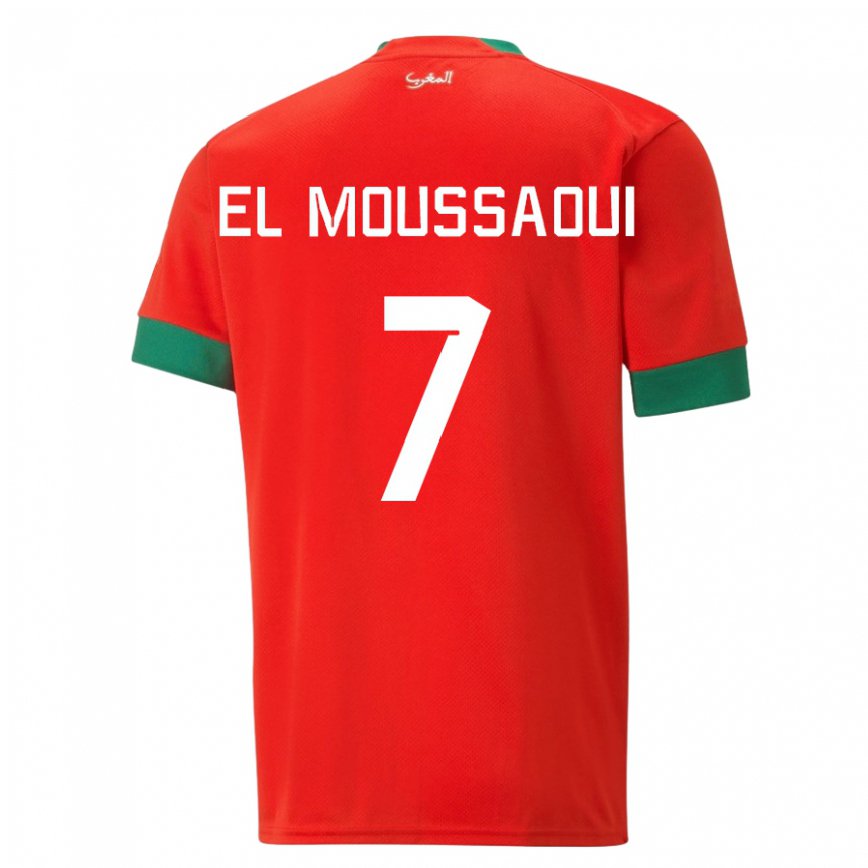 Gyermek Marokkói Hamza El Moussaoui #7 Piros Hazai Jersey 22-24 Mez Póló