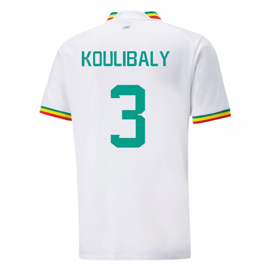 Gyermek Szenegáli Kalidou Koulibaly #3 Fehér Hazai Jersey 22-24 Mez Póló