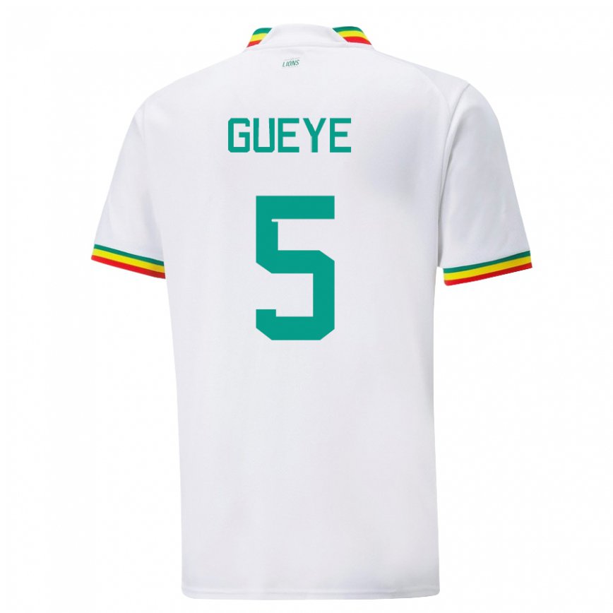 Gyermek Szenegáli Idrissa Gueye #5 Fehér Hazai Jersey 22-24 Mez Póló