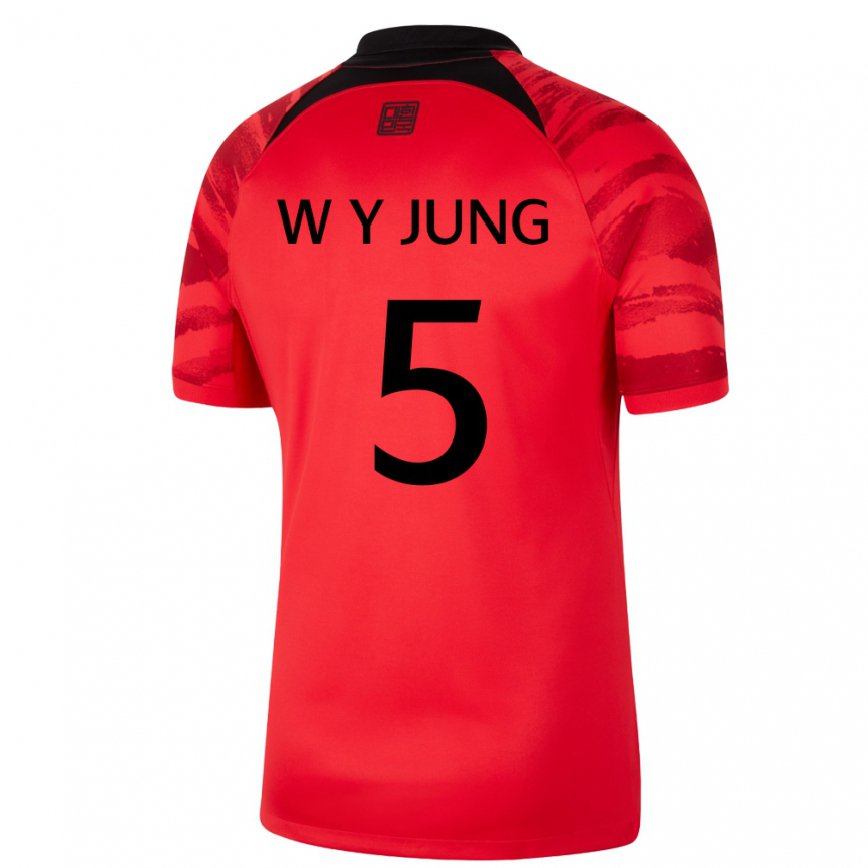 Gyermek Dél-koreai Woo-young Jung #5 Piros Fekete Hazai Jersey 22-24 Mez Póló