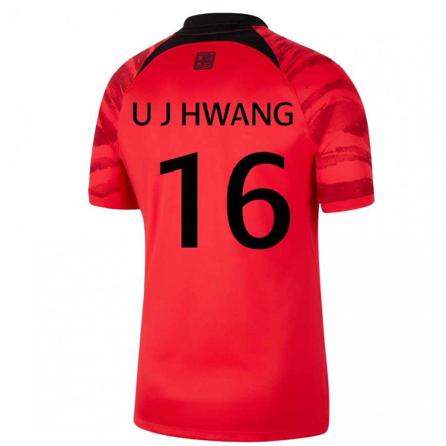 Gyermek Dél-koreai Ui-jo Hwang #16 Piros Fekete Hazai Jersey 22-24 Mez Póló