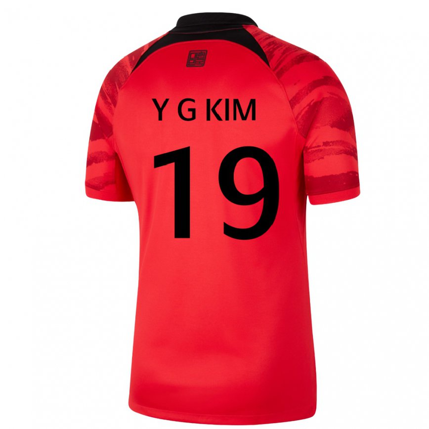 Gyermek Dél-koreai Young-gwon Kim #19 Piros Fekete Hazai Jersey 22-24 Mez Póló