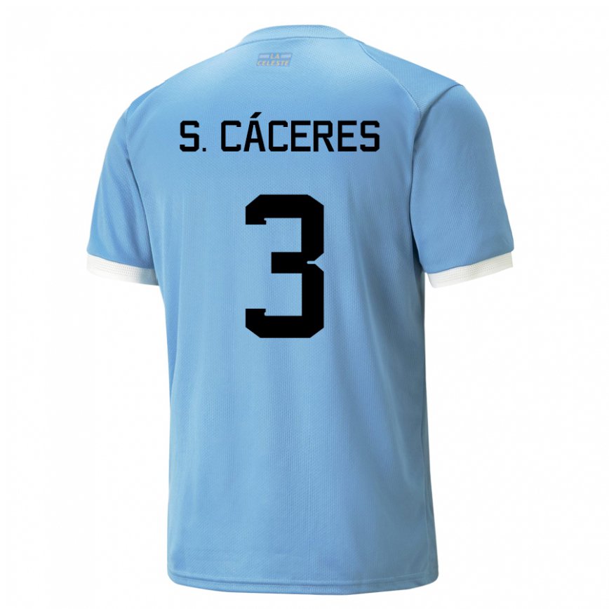 Gyermek Uruguayi Sebastian Caceres #3 Kék Hazai Jersey 22-24 Mez Póló