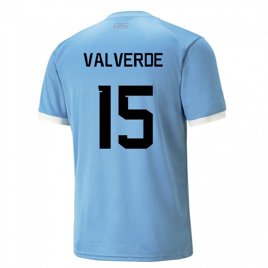 Gyermek Uruguayi Federico Valverde #15 Kék Hazai Jersey 22-24 Mez Póló