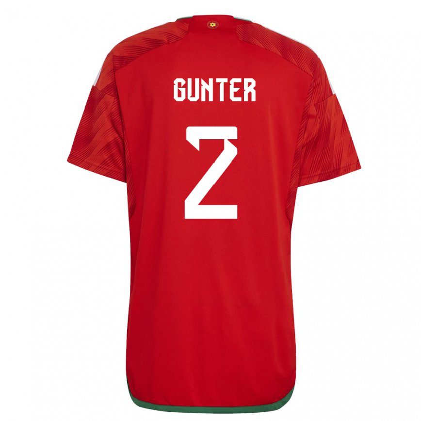 Gyermek Walesi Chris Gunter #2 Piros Hazai Jersey 22-24 Mez Póló