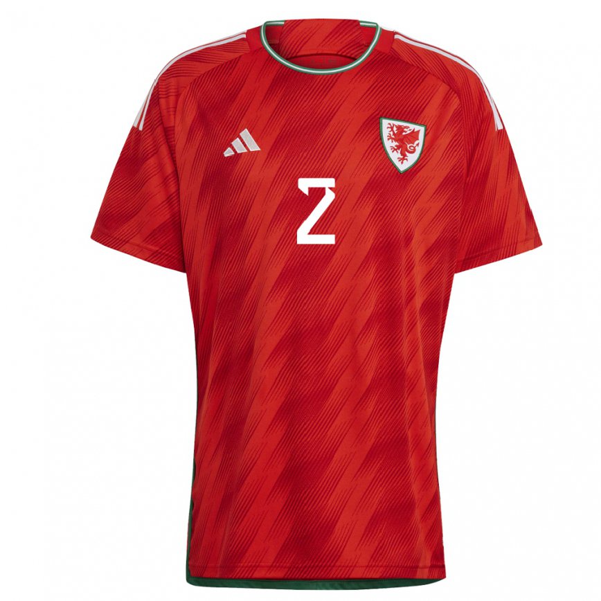 Gyermek Walesi Chris Gunter #2 Piros Hazai Jersey 22-24 Mez Póló