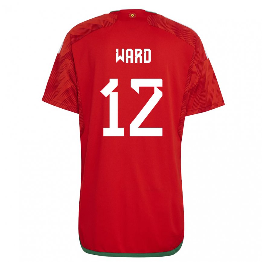 Gyermek Walesi Danny Ward #12 Piros Hazai Jersey 22-24 Mez Póló