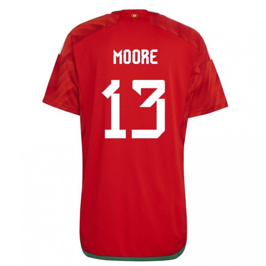 Gyermek Walesi Kieffer Moore #13 Piros Hazai Jersey 22-24 Mez Póló