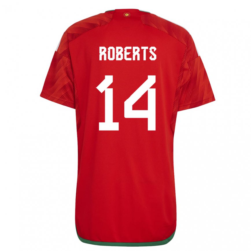 Gyermek Walesi Connor Roberts #14 Piros Hazai Jersey 22-24 Mez Póló