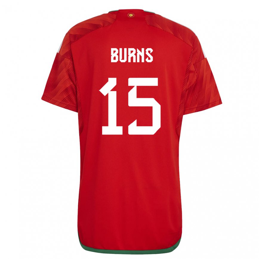 Gyermek Walesi Wes Burns #15 Piros Hazai Jersey 22-24 Mez Póló