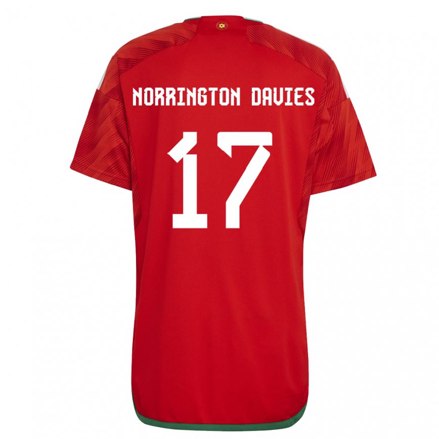 Gyermek Walesi Rhys Norrington Davies #17 Piros Hazai Jersey 22-24 Mez Póló