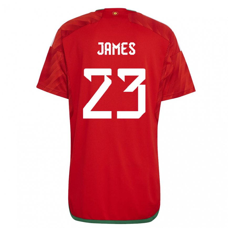 Gyermek Walesi Jordan James #23 Piros Hazai Jersey 22-24 Mez Póló