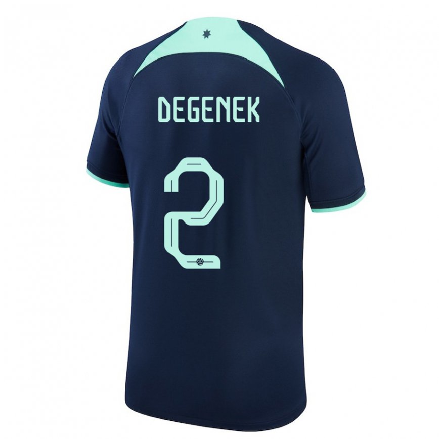 Gyermek Ausztrál Milos Degenek #2 Sötétkék Idegenbeli Jersey 22-24 Mez Póló