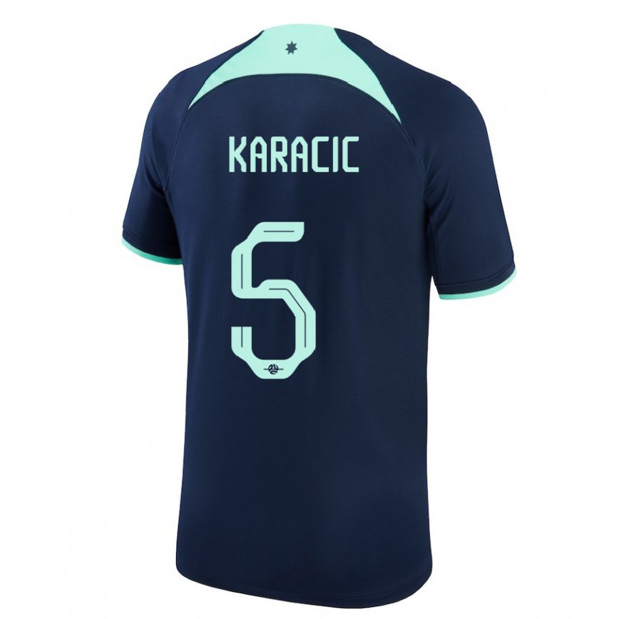 Gyermek Ausztrál Fran Karacic #5 Sötétkék Idegenbeli Jersey 22-24 Mez Póló