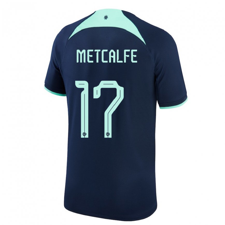 Gyermek Ausztrál Connor Metcalfe #17 Sötétkék Idegenbeli Jersey 22-24 Mez Póló