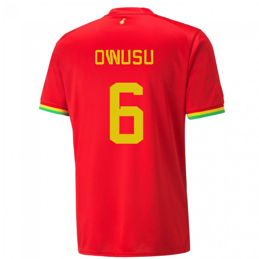 Gyermek Ghánai Elisha Owusu #6 Piros Idegenbeli Jersey 22-24 Mez Póló