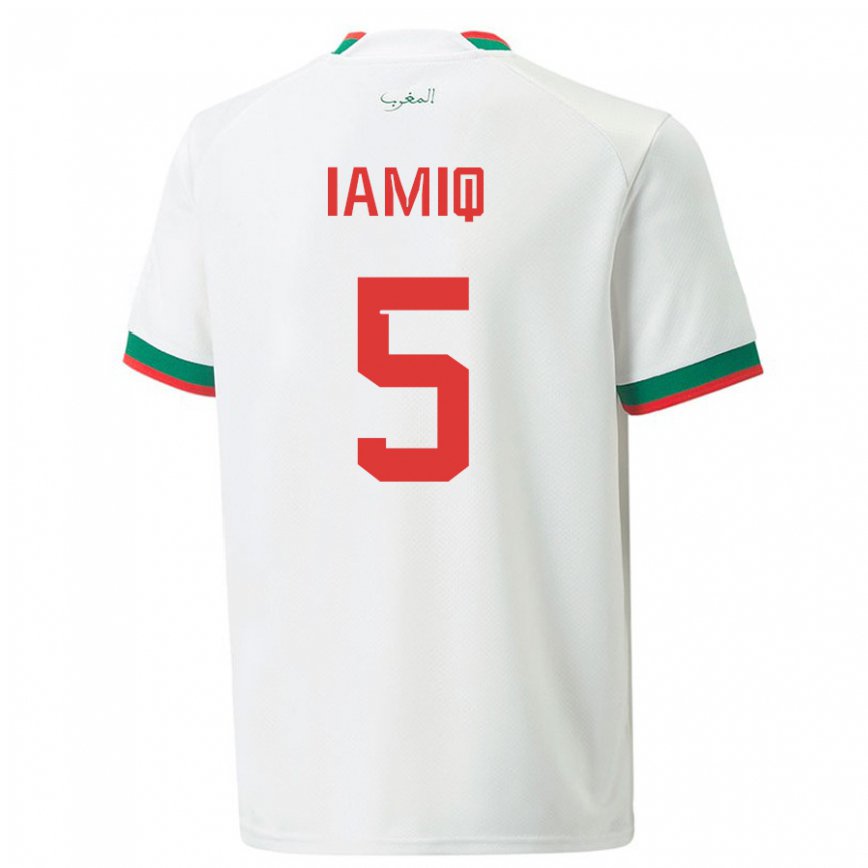 Gyermek Marokkói Jawad Iamiq #5 Fehér Idegenbeli Jersey 22-24 Mez Póló