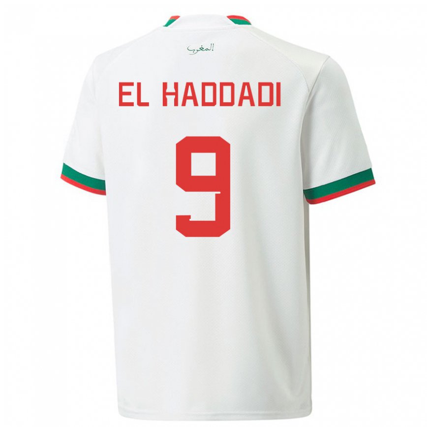 Gyermek Marokkói Munir El Haddadi #9 Fehér Idegenbeli Jersey 22-24 Mez Póló