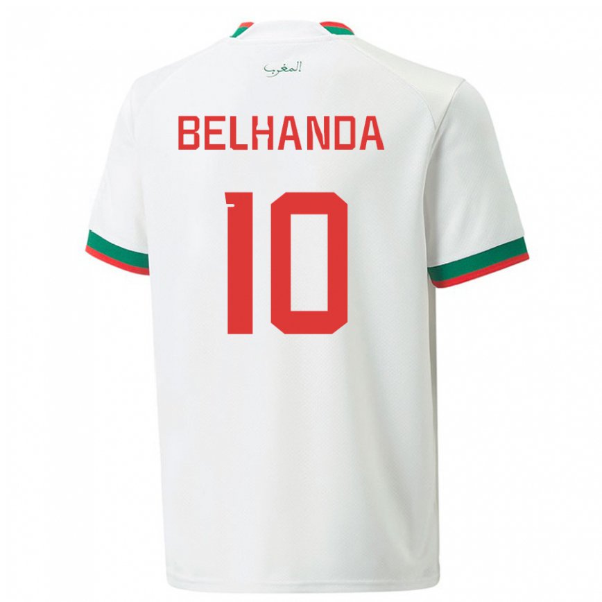 Gyermek Marokkói Youness Belhanda #10 Fehér Idegenbeli Jersey 22-24 Mez Póló