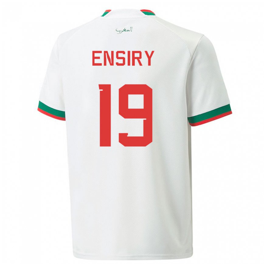 Gyermek Marokkói Youssef Ensiry #19 Fehér Idegenbeli Jersey 22-24 Mez Póló