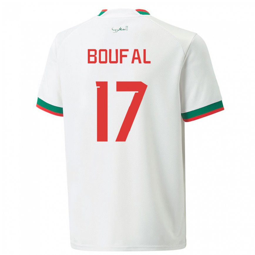 Gyermek Marokkói Sofiane Boufal #17 Fehér Idegenbeli Jersey 22-24 Mez Póló