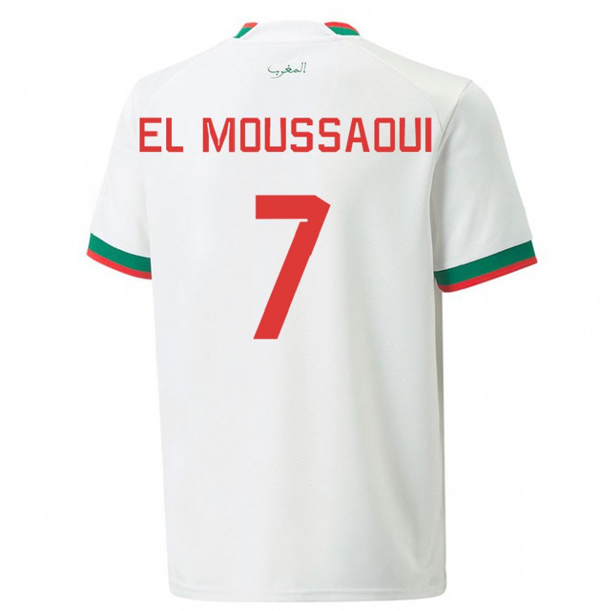 Gyermek Marokkói Hamza El Moussaoui #7 Fehér Idegenbeli Jersey 22-24 Mez Póló