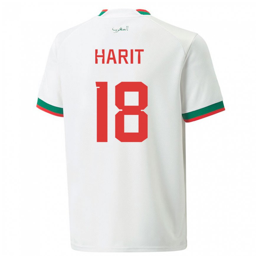 Gyermek Marokkói Amine Harit #18 Fehér Idegenbeli Jersey 22-24 Mez Póló