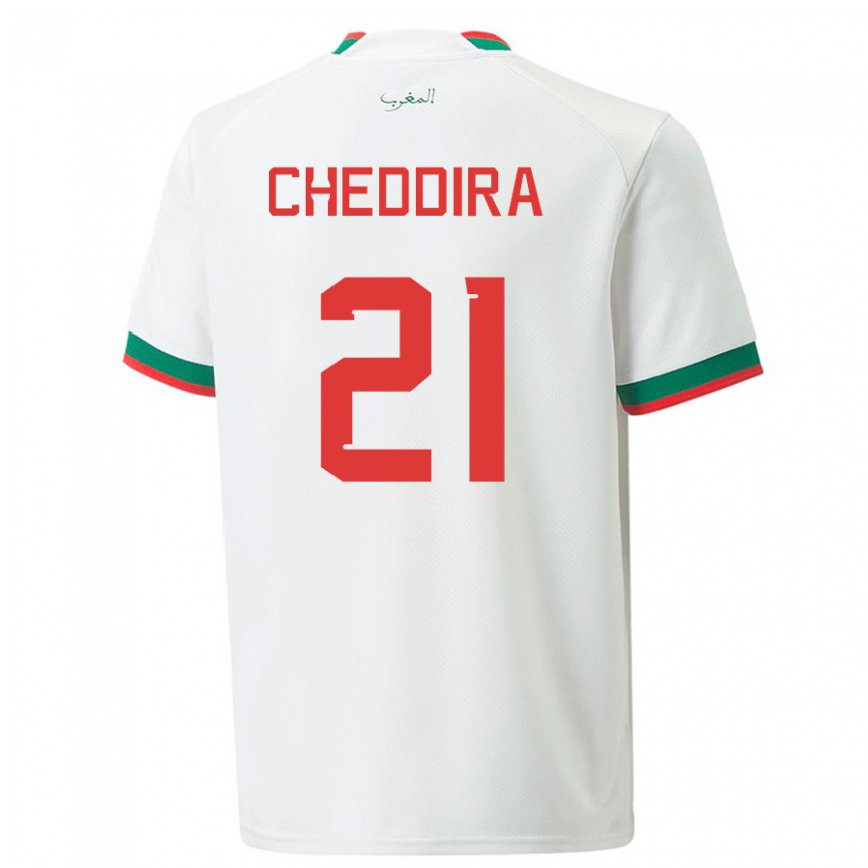 Gyermek Marokkói Walid Cheddira #21 Fehér Idegenbeli Jersey 22-24 Mez Póló