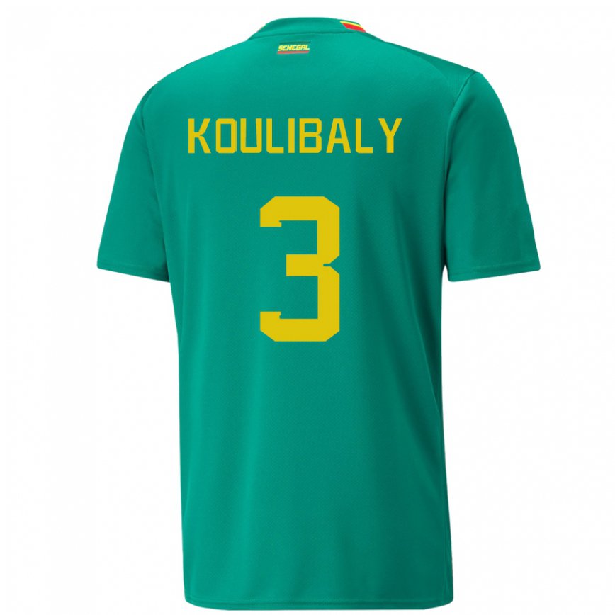 Gyermek Szenegáli Kalidou Koulibaly #3 Zöld Idegenbeli Jersey 22-24 Mez Póló