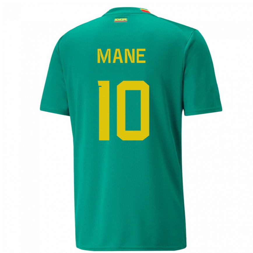 Gyermek Szenegáli Sadio Mane #10 Zöld Idegenbeli Jersey 22-24 Mez Póló