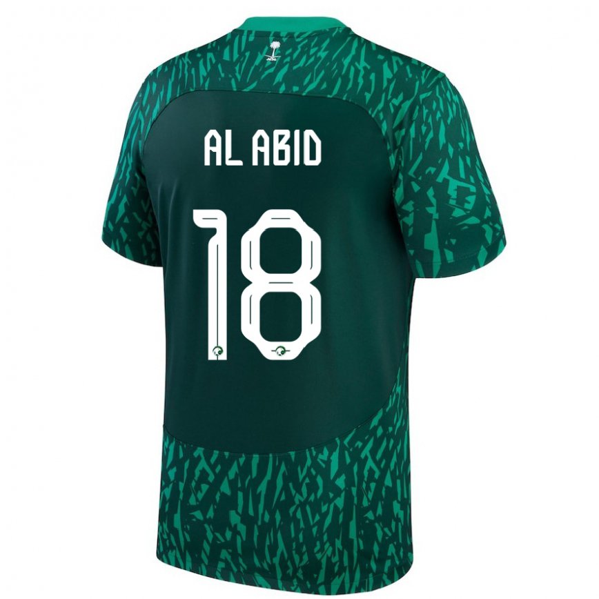 Gyermek Szaúd-arábiai Nawaf Al Abid #18 Sötétzöld Idegenbeli Jersey 22-24 Mez Póló