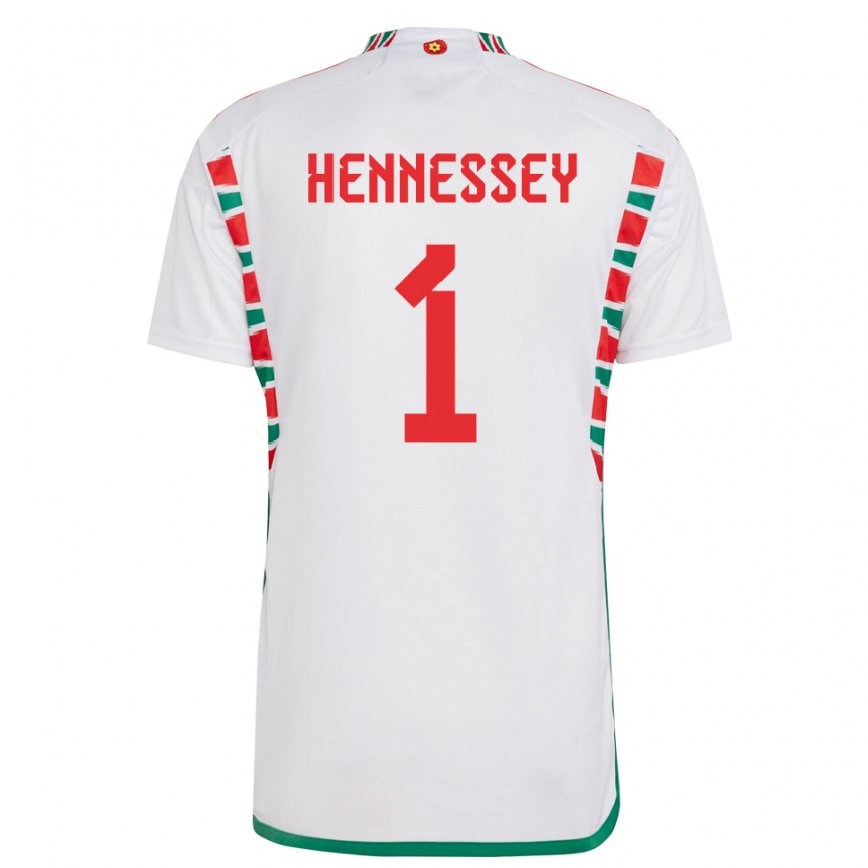 Gyermek Walesi Wayne Hennessey #1 Fehér Idegenbeli Jersey 22-24 Mez Póló