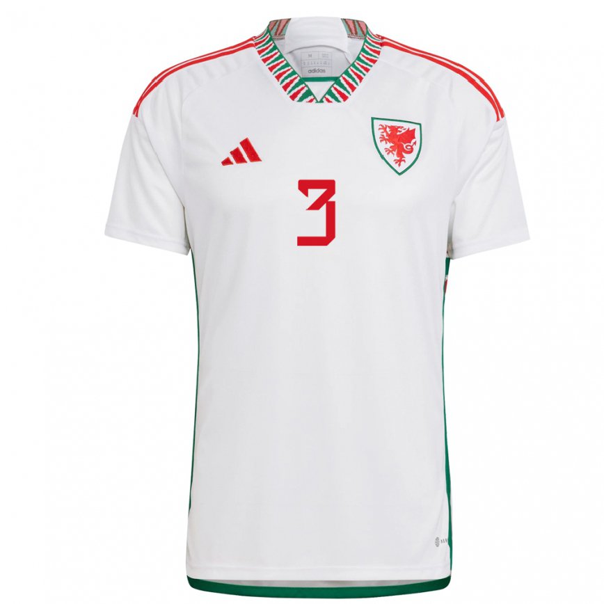 Gyermek Walesi Neco Williams #3 Fehér Idegenbeli Jersey 22-24 Mez Póló