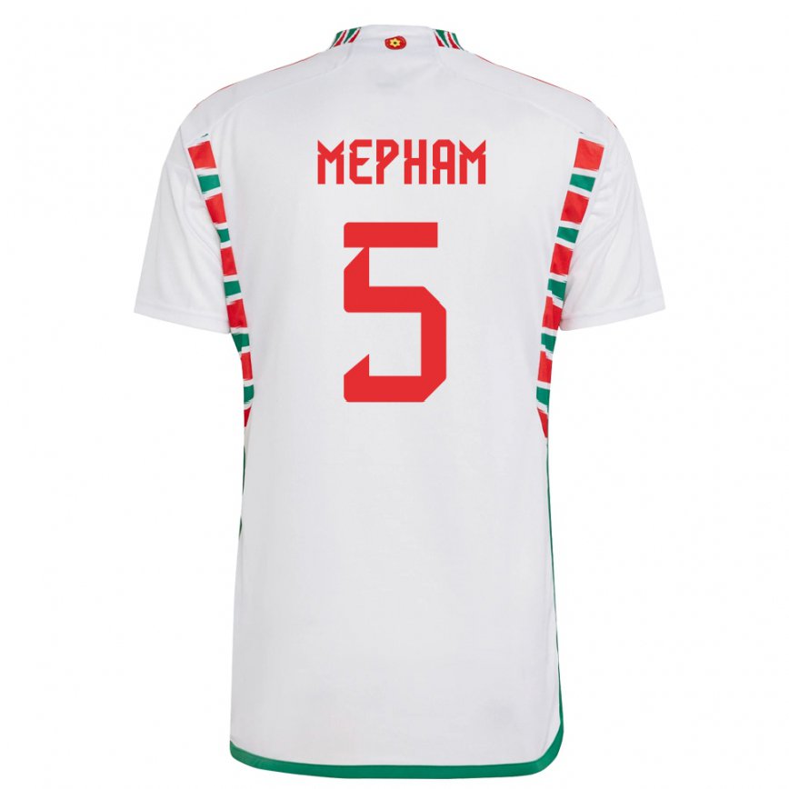 Gyermek Walesi Chris Mepham #5 Fehér Idegenbeli Jersey 22-24 Mez Póló