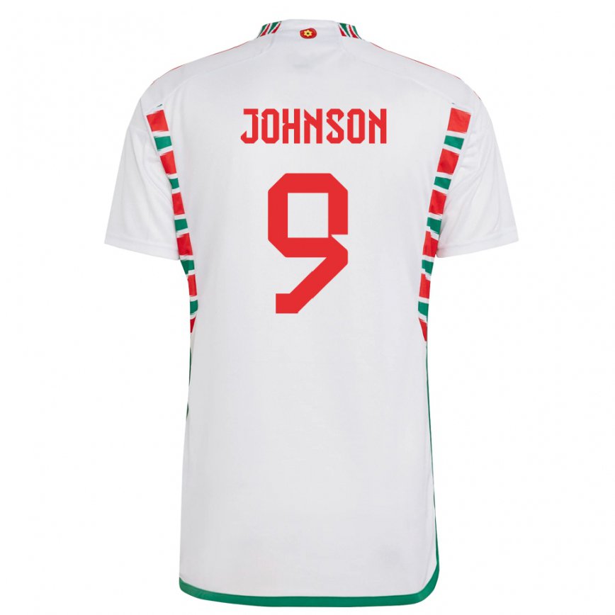 Gyermek Walesi Brennan Johnson #9 Fehér Idegenbeli Jersey 22-24 Mez Póló