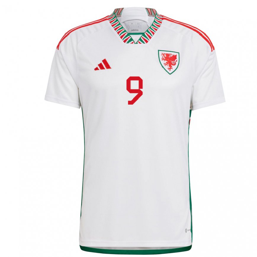 Gyermek Walesi Brennan Johnson #9 Fehér Idegenbeli Jersey 22-24 Mez Póló