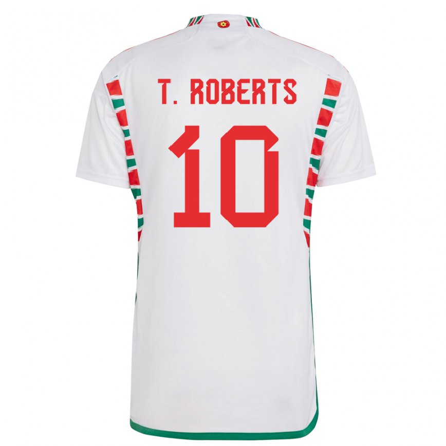 Gyermek Walesi Tyler Roberts #10 Fehér Idegenbeli Jersey 22-24 Mez Póló