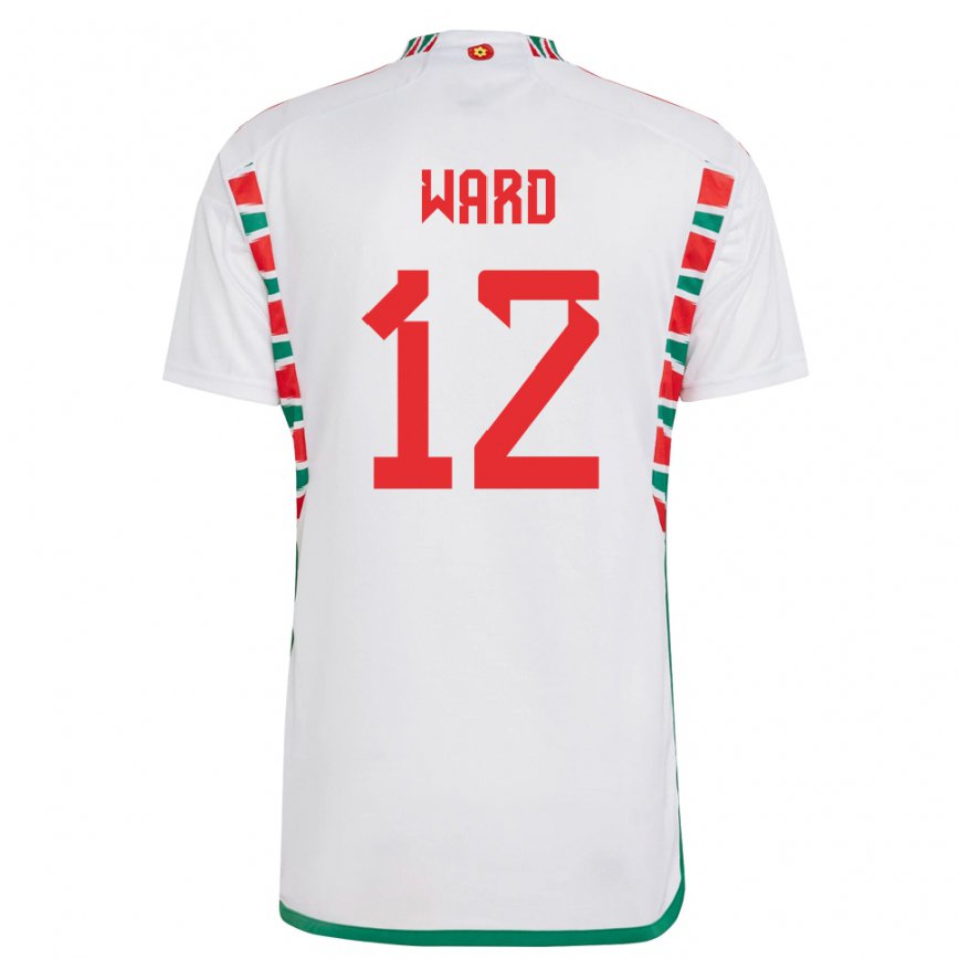 Gyermek Walesi Danny Ward #12 Fehér Idegenbeli Jersey 22-24 Mez Póló