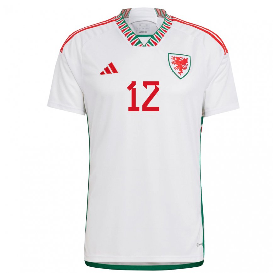 Gyermek Walesi Danny Ward #12 Fehér Idegenbeli Jersey 22-24 Mez Póló