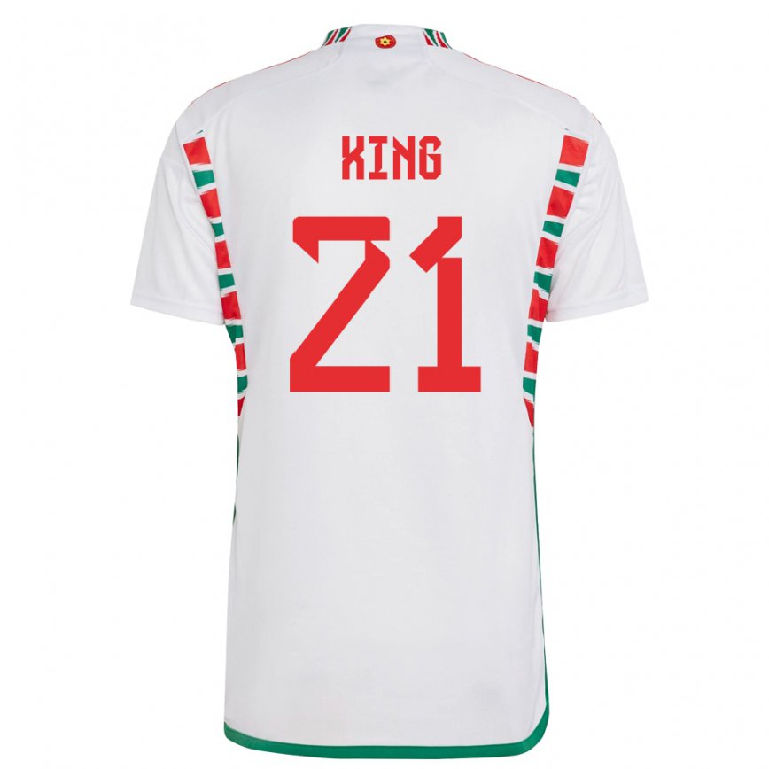 Gyermek Walesi Tom King #21 Fehér Idegenbeli Jersey 22-24 Mez Póló