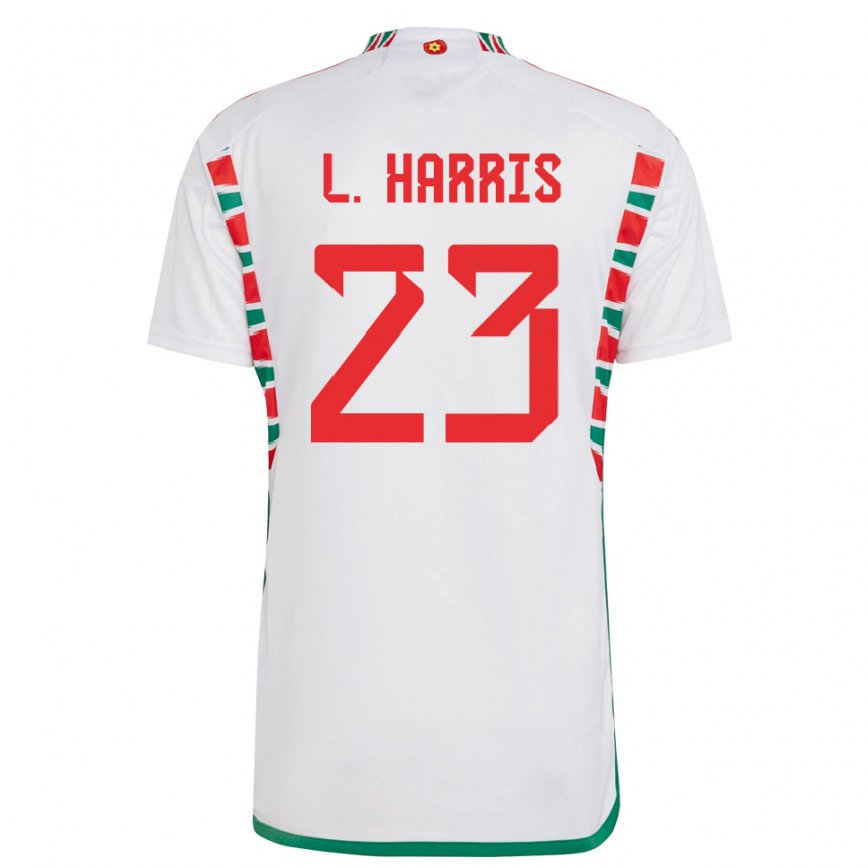 Gyermek Walesi Luke Harris #23 Fehér Idegenbeli Jersey 22-24 Mez Póló