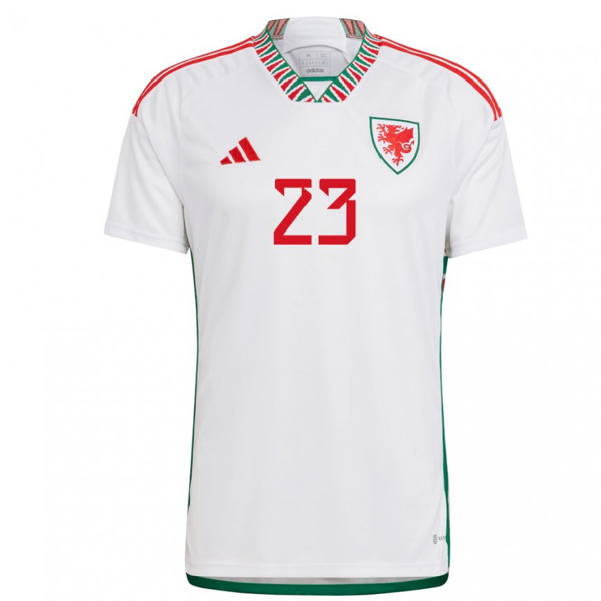 Gyermek Walesi Luke Harris #23 Fehér Idegenbeli Jersey 22-24 Mez Póló