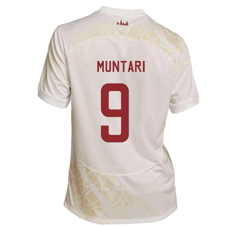 Gyermek Katari Mohammed Muntari #9 Arany Bézs Idegenbeli Jersey 22-24 Mez Póló